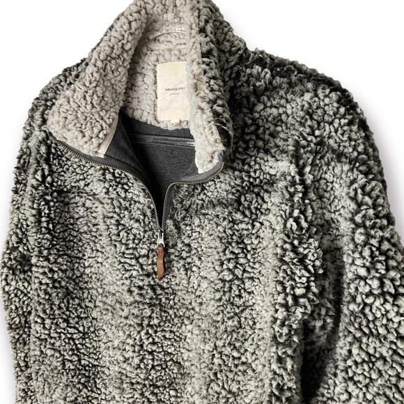 Thread & Supply Two Tone Sherpa 1/4 Zip Pullover Brown Sz M - Picture 4 of 11
